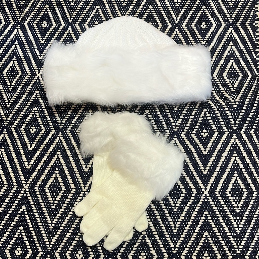 fur gloves and hat
